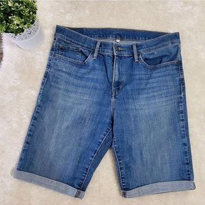 Levi's Blue Denim Cuffed Bermuda Shorts, Size Women's 31